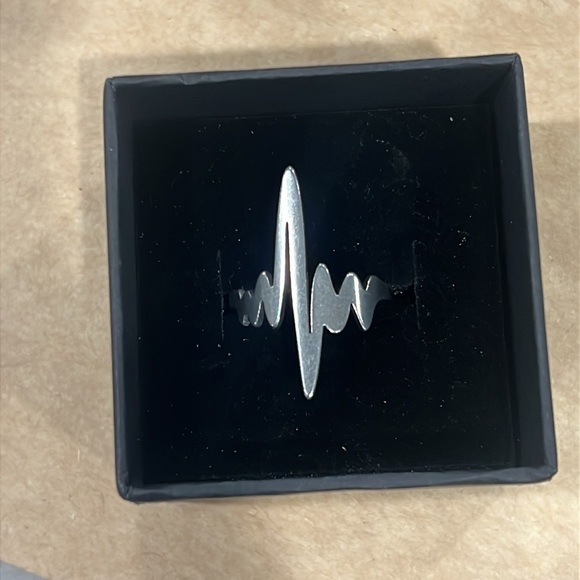 Stainless Steel Heartbeat Ring - Picture 2 of 9